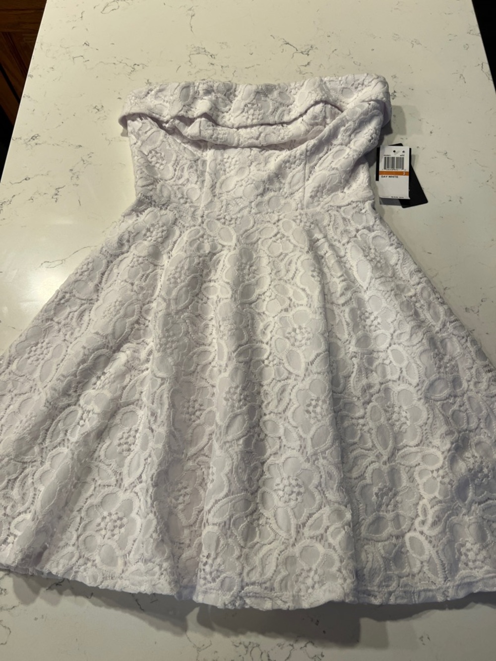 City Studio White Strapless Lace Fit-and-Flare Dress